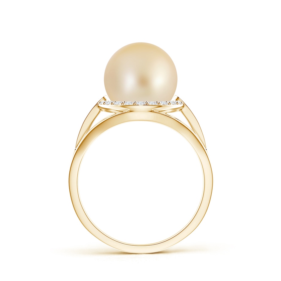 10mm AA Golden South Sea Cultured Pearl Ring with Diamond Halo in Yellow Gold product image