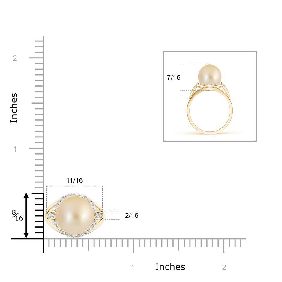 10mm AA Golden South Sea Cultured Pearl Ring with Diamond Halo in Yellow Gold product image