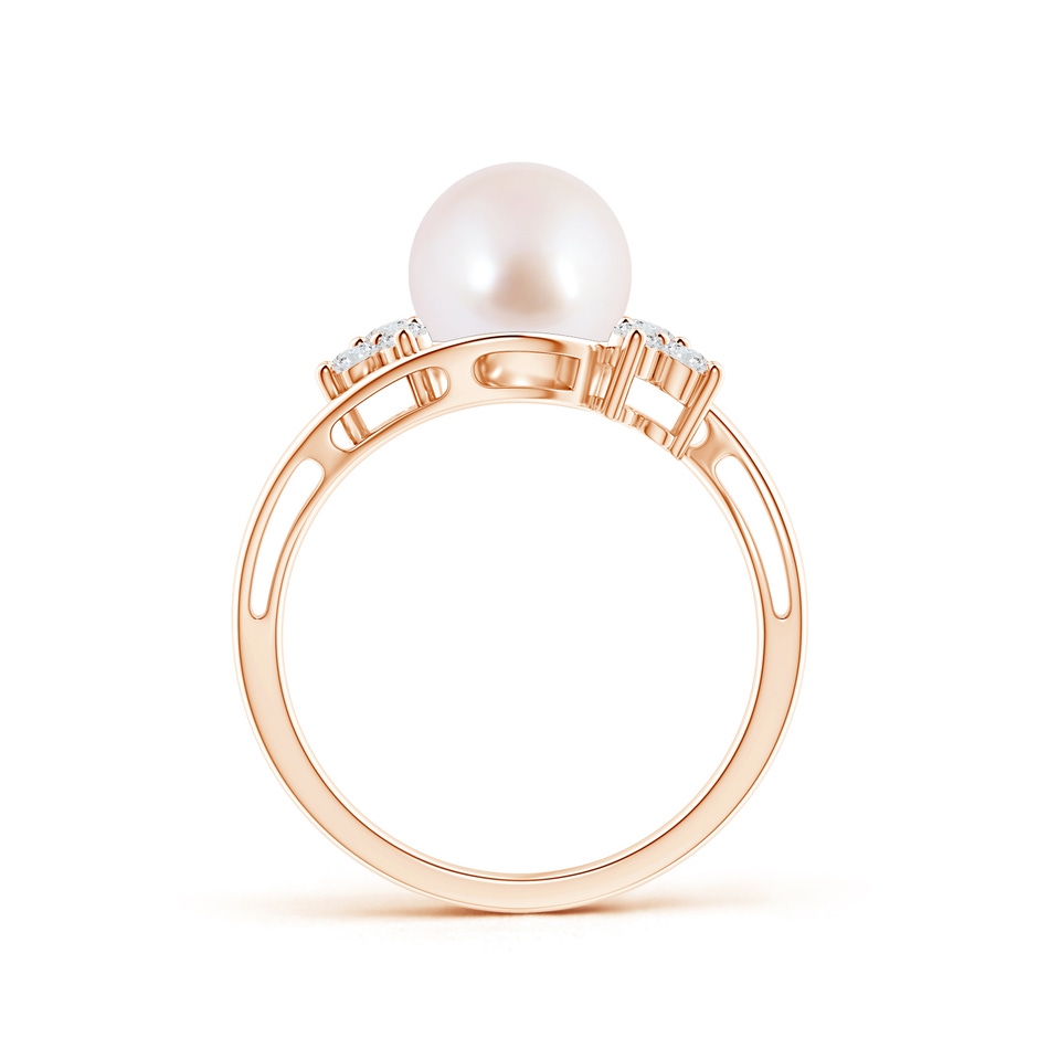 8mm AAA Japanese Akoya Pearl Floral Ring with Diamonds in Rose Gold product image