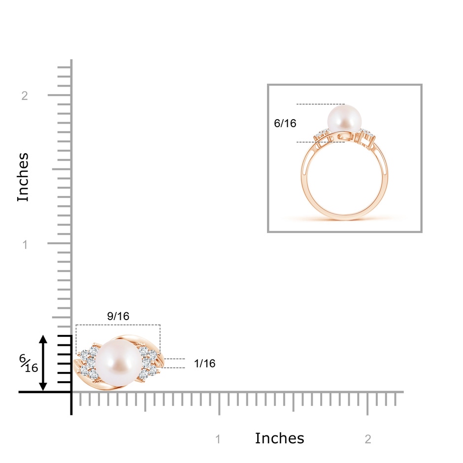 8mm AAA Japanese Akoya Pearl Floral Ring with Diamonds in Rose Gold product image