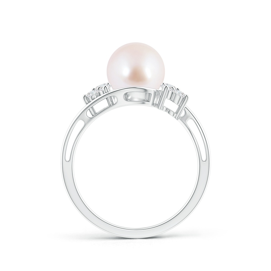 8mm AAA Japanese Akoya Pearl Floral Ring with Diamonds in White Gold product image