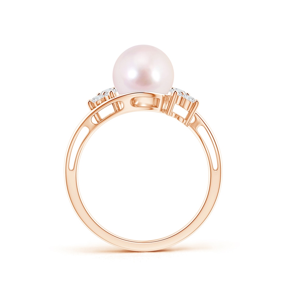 8mm AAAA Japanese Akoya Pearl Floral Ring with Diamonds in Rose Gold product image