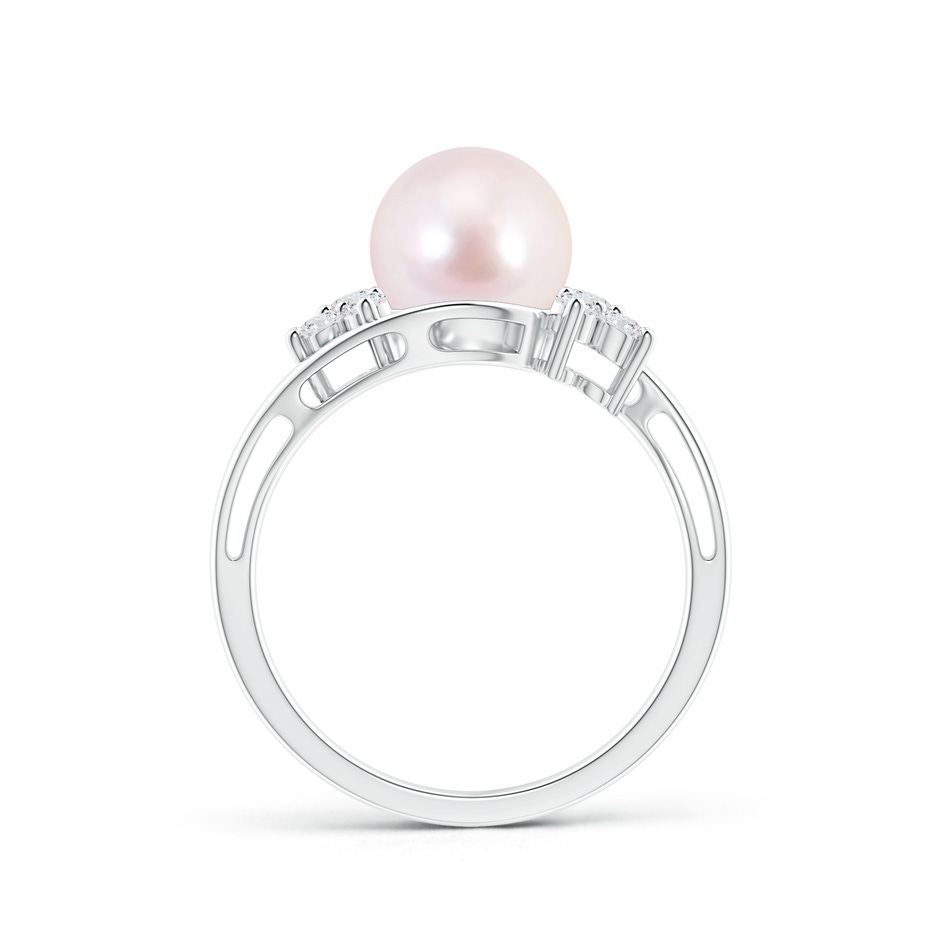 8mm AAAA Japanese Akoya Pearl Floral Ring with Diamonds in White Gold product image