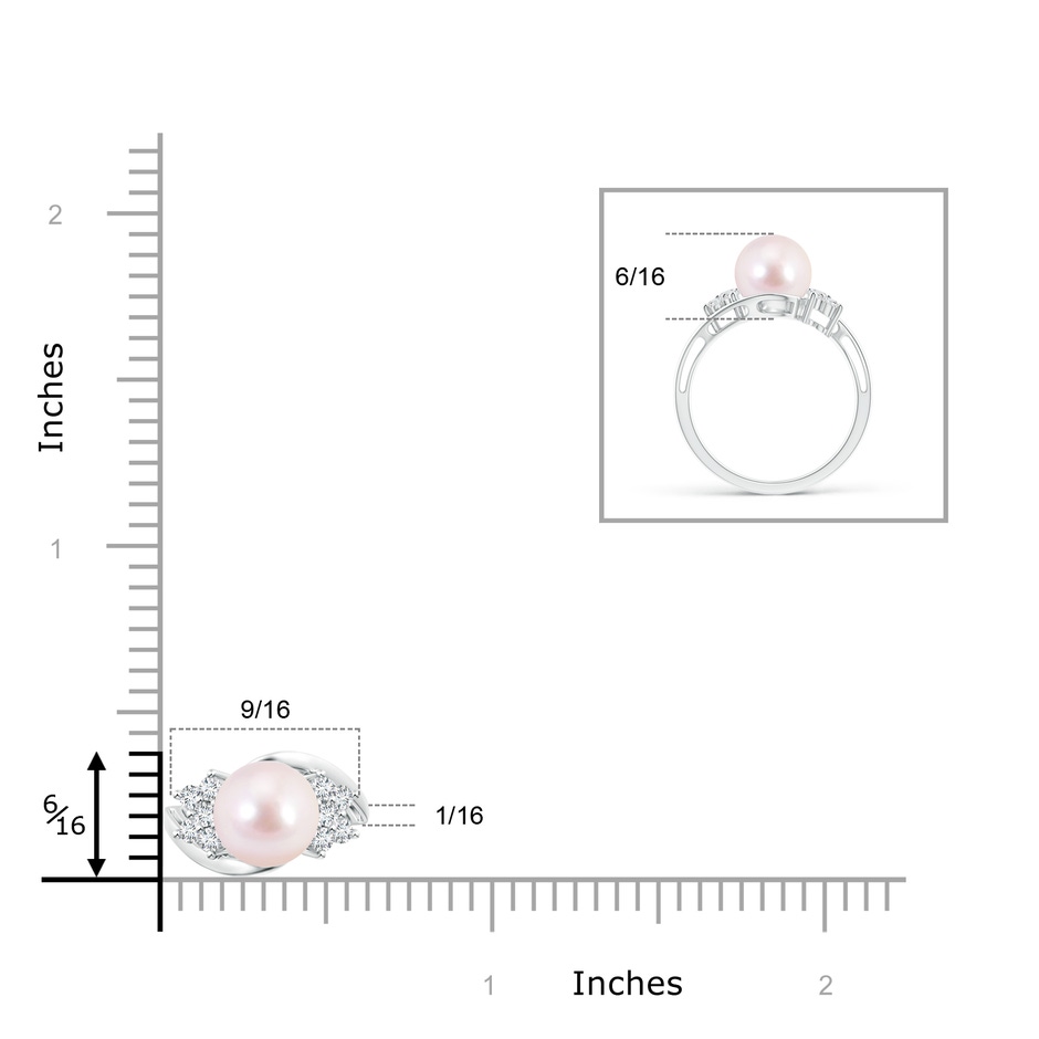 8mm AAAA Japanese Akoya Pearl Floral Ring with Diamonds in White Gold product image