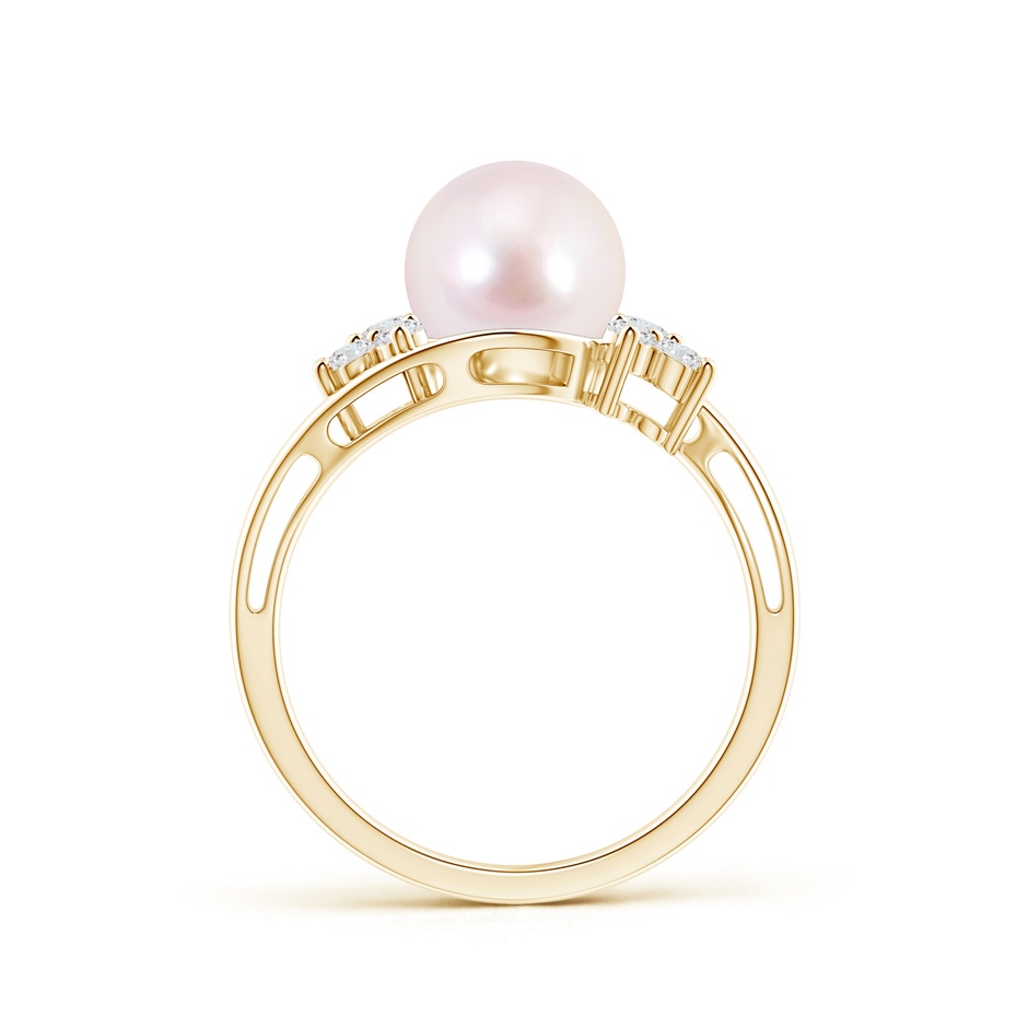 8mm AAAA Japanese Akoya Pearl Floral Ring with Diamonds in Yellow Gold product image