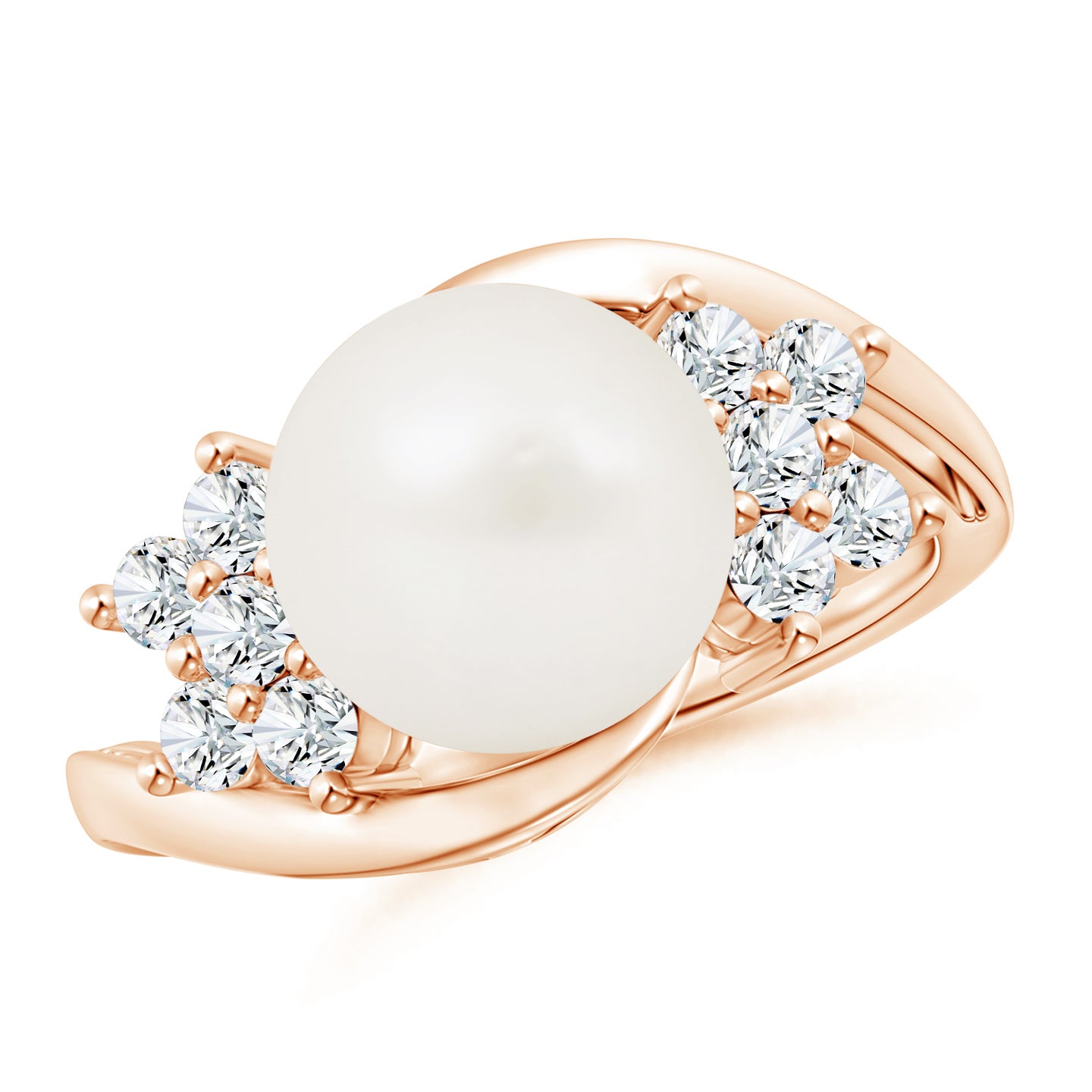Freshwater Cultured Pearl Floral Ring with Diamonds