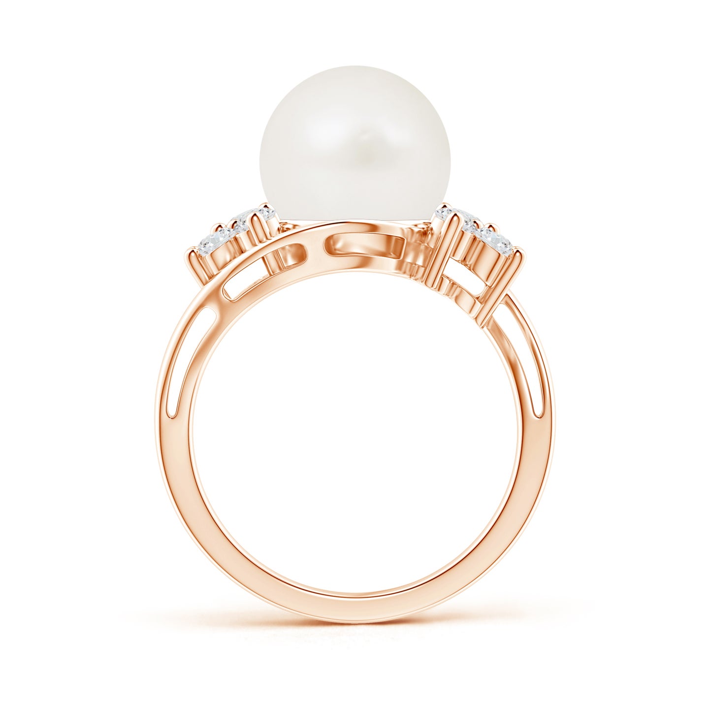 Freshwater Cultured Pearl Floral Ring with Diamonds