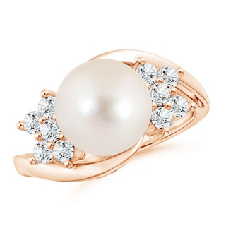 10mm AAAA Freshwater Cultured Pearl Floral Ring with Diamonds in Rose Gold