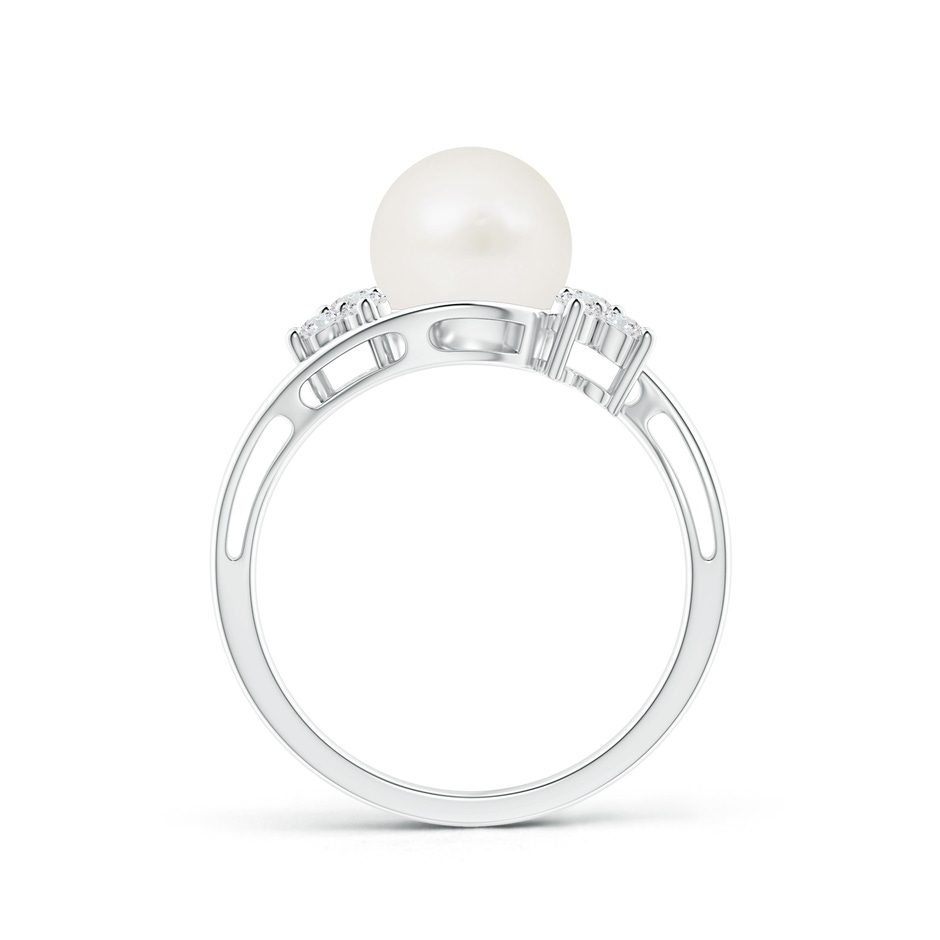 8mm A Freshwater Cultured Pearl Floral Ring with Diamonds in White Gold product image