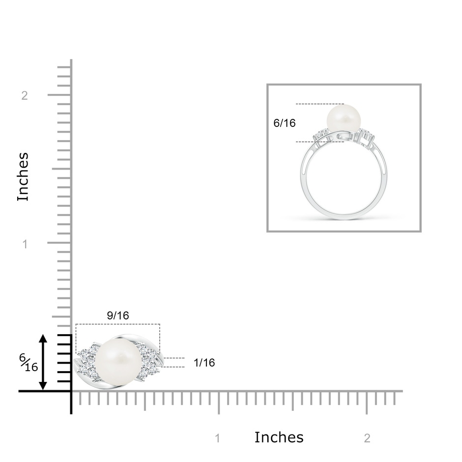 8mm A Freshwater Cultured Pearl Floral Ring with Diamonds in White Gold product image
