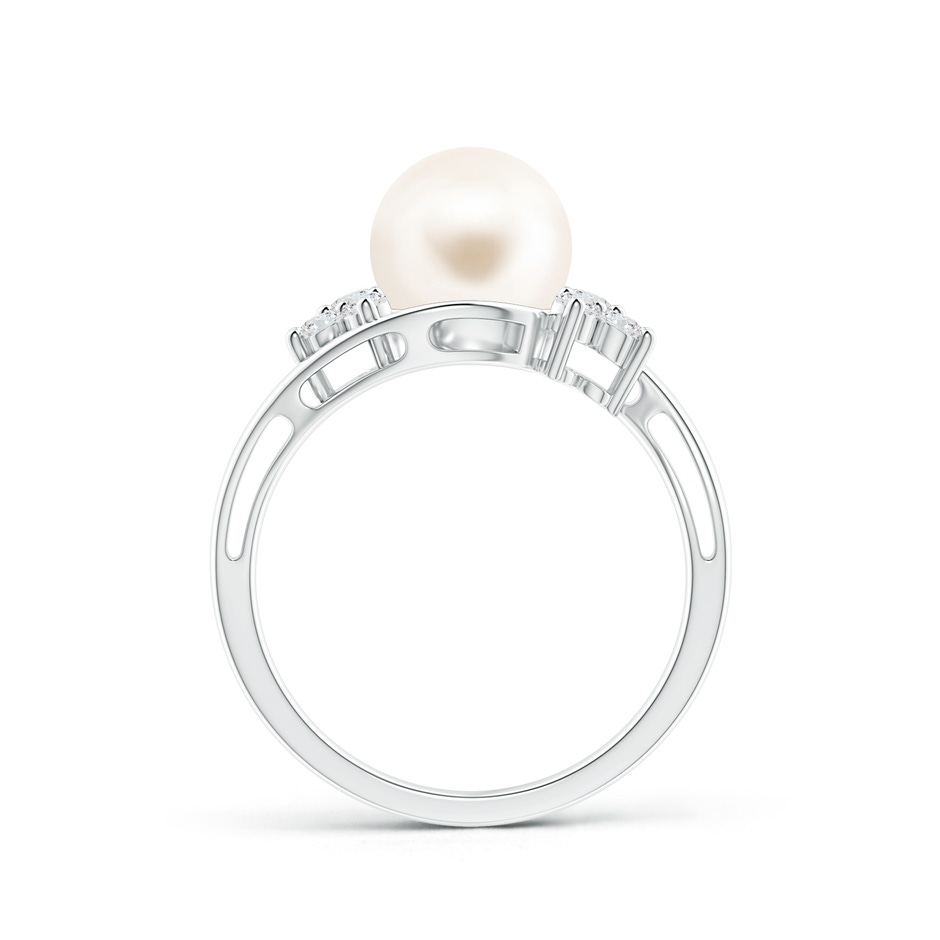 8mm AAA Freshwater Cultured Pearl Floral Ring with Diamonds in White Gold product image