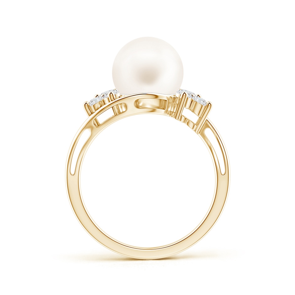 9mm AA Freshwater Cultured Pearl Floral Ring with Diamonds in Yellow Gold product image