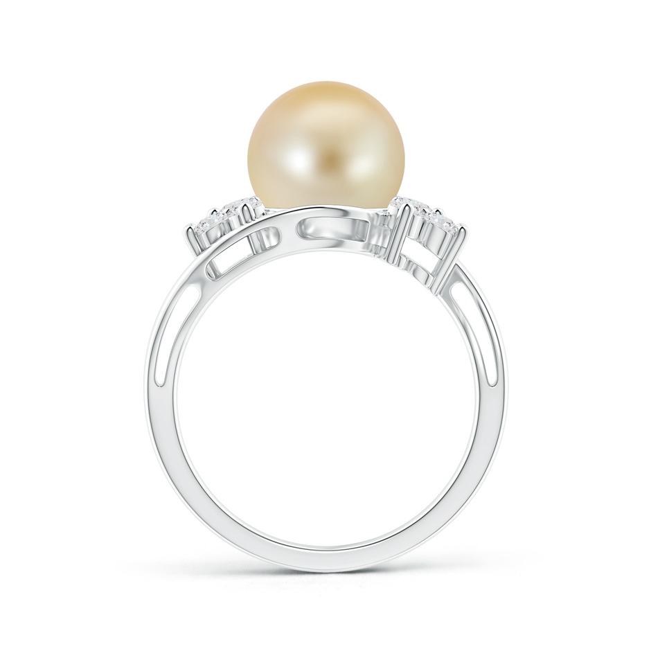 9mm AAA Golden South Sea Cultured Pearl Floral Ring with Diamonds in White Gold product image