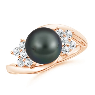9mm A Tahitian Cultured Pearl Floral Ring with Diamonds in 10K Rose Gold