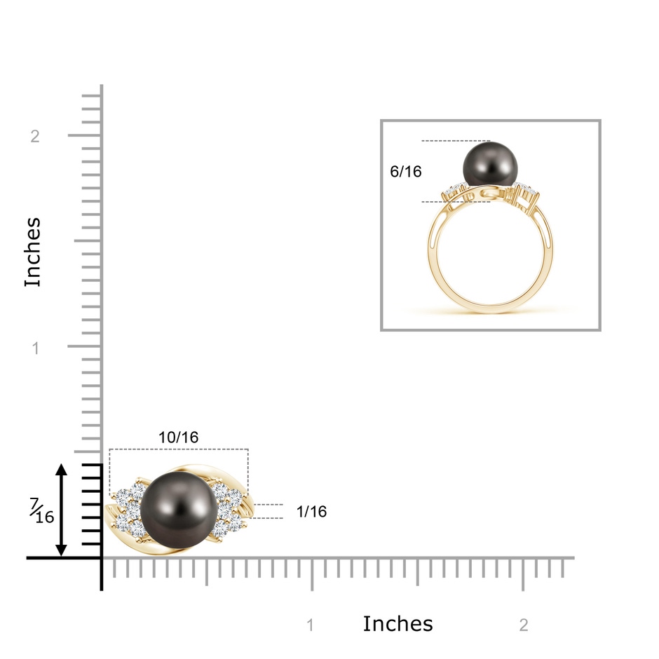 9mm AAA Tahitian Cultured Pearl Floral Ring with Diamonds in Yellow Gold product image