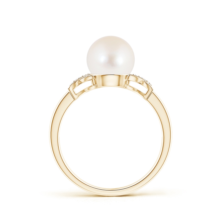 8mm AAA Freshwater Cultured Pearl XO Ring with Diamonds in Yellow Gold product image