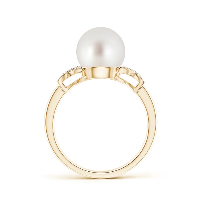 9mm AAA South Sea Pearl XO Ring with Diamonds in Yellow Gold product image