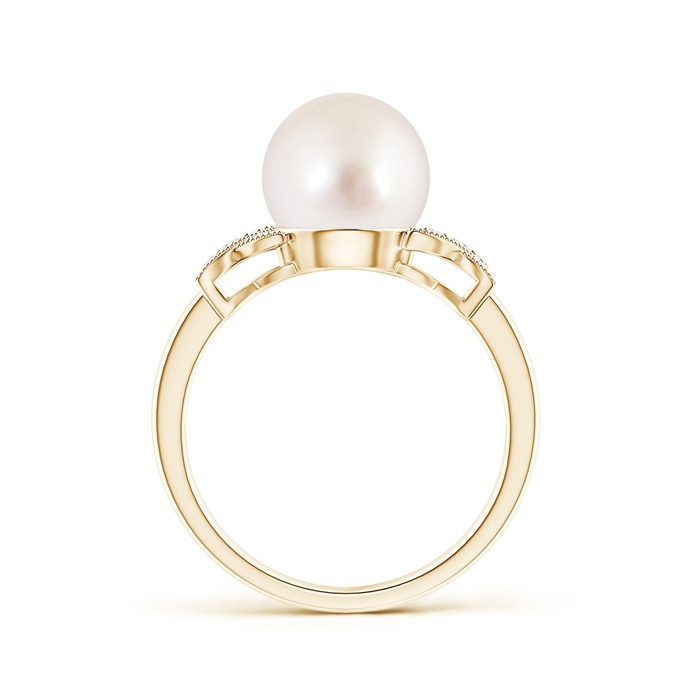 9mm AAAA South Sea Pearl XO Ring with Diamonds in Yellow Gold Product Image