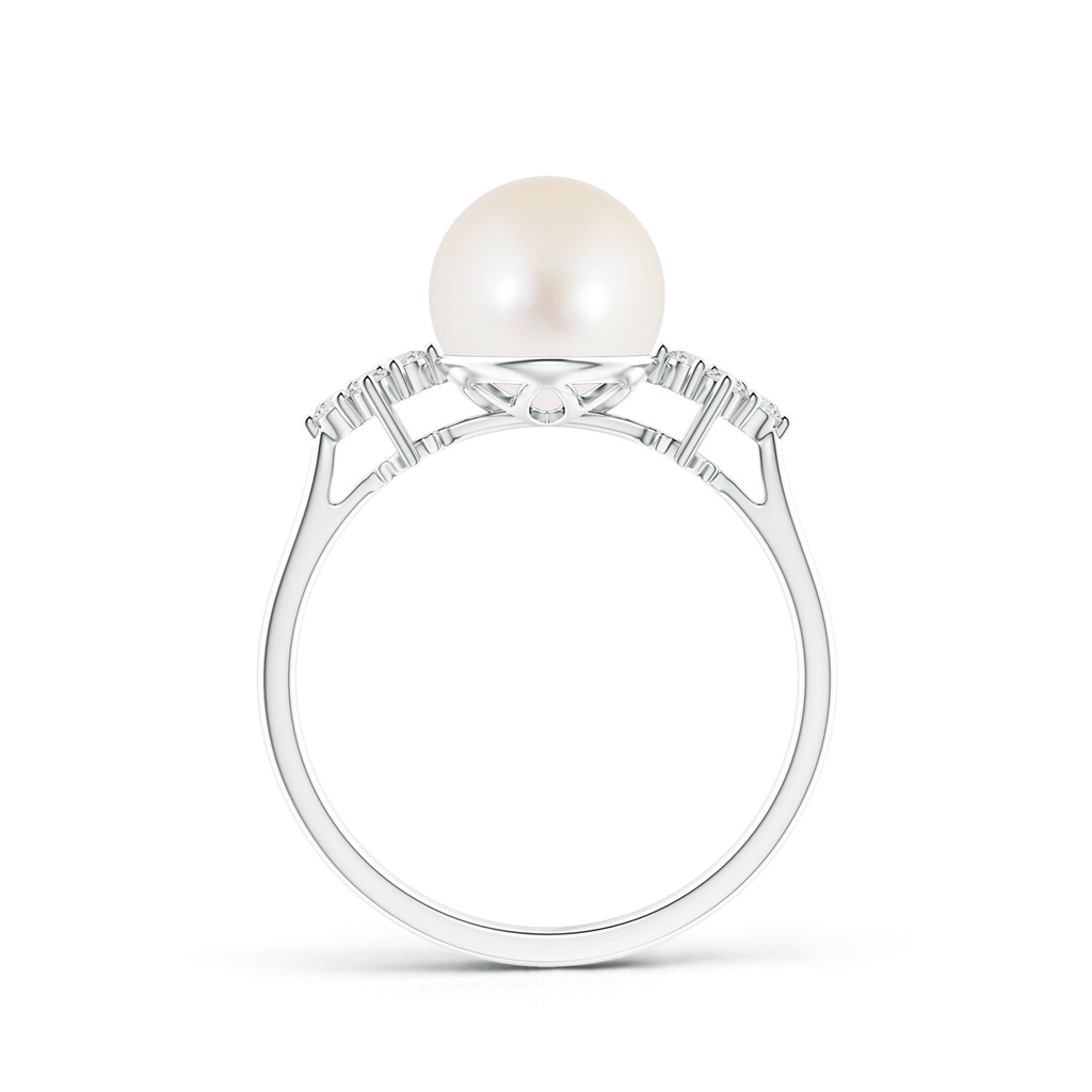 8mm AAA Freshwater Cultured Pearl Ring with Clustre Diamond Accents in White Gold Product Image