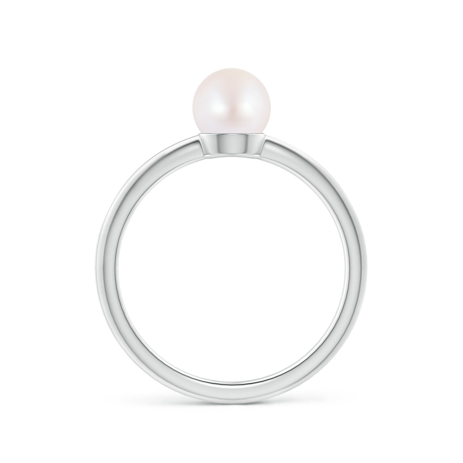6mm AA Classic Japanese Akoya Pearl Solitaire Ring in White Gold side 1