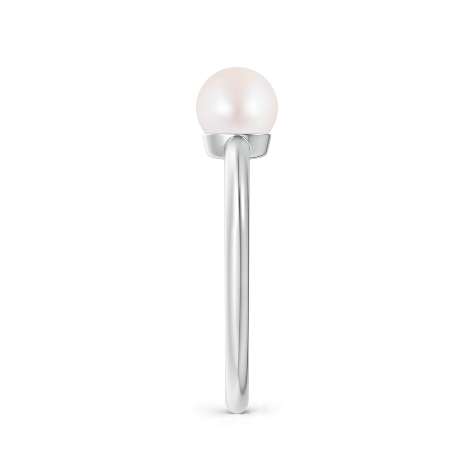 6mm AA Classic Japanese Akoya Pearl Solitaire Ring in White Gold side 2