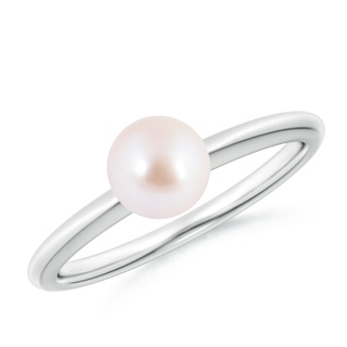 6mm AAA Classic Japanese Akoya Pearl Solitaire Ring in White Gold