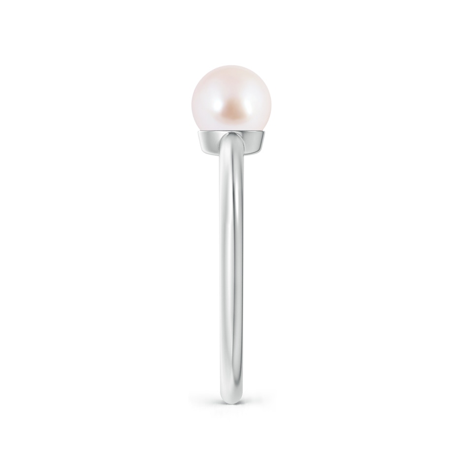 6mm AAA Classic Japanese Akoya Pearl Solitaire Ring in White Gold side 2