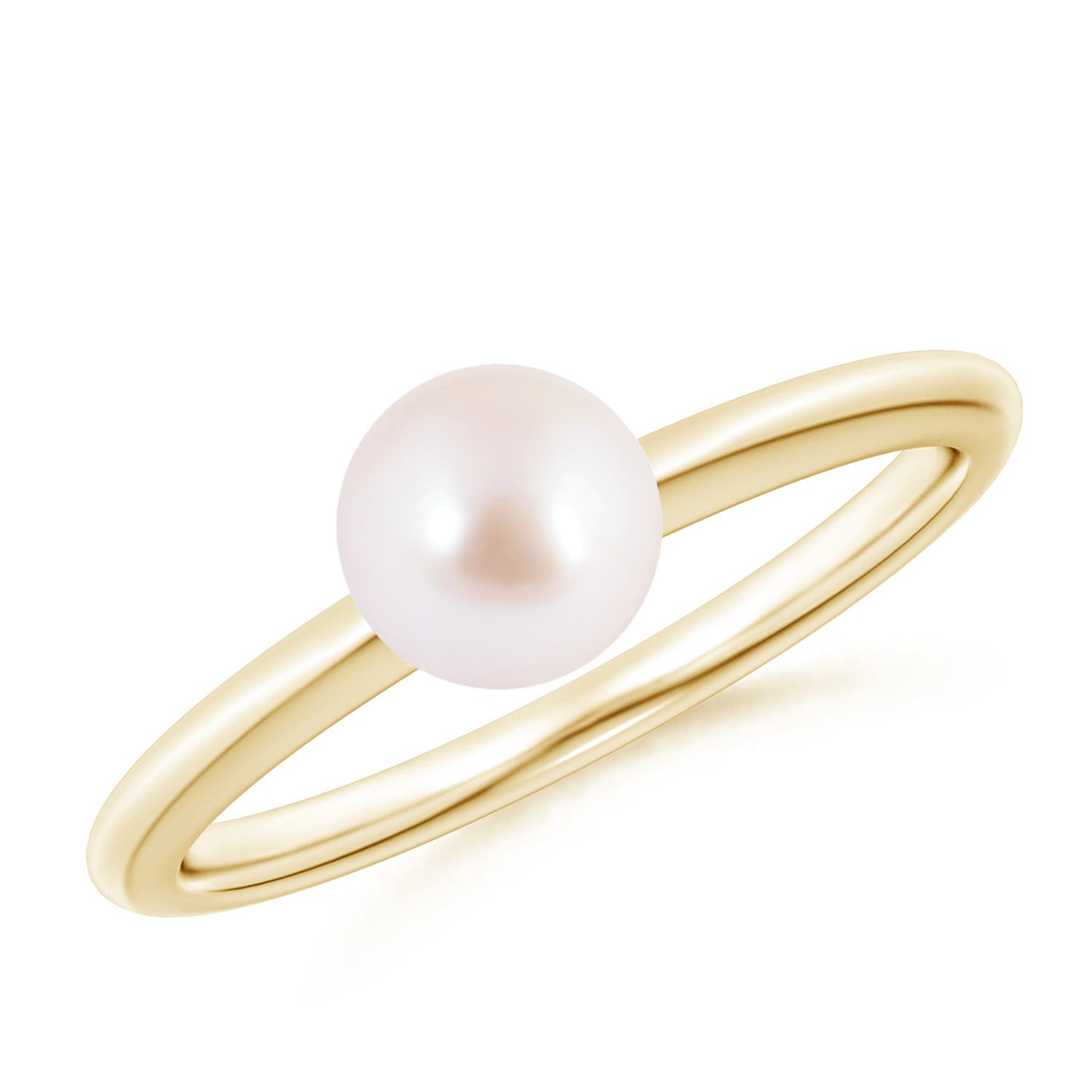6mm AAA Classic Japanese Akoya Pearl Solitaire Ring in Yellow Gold