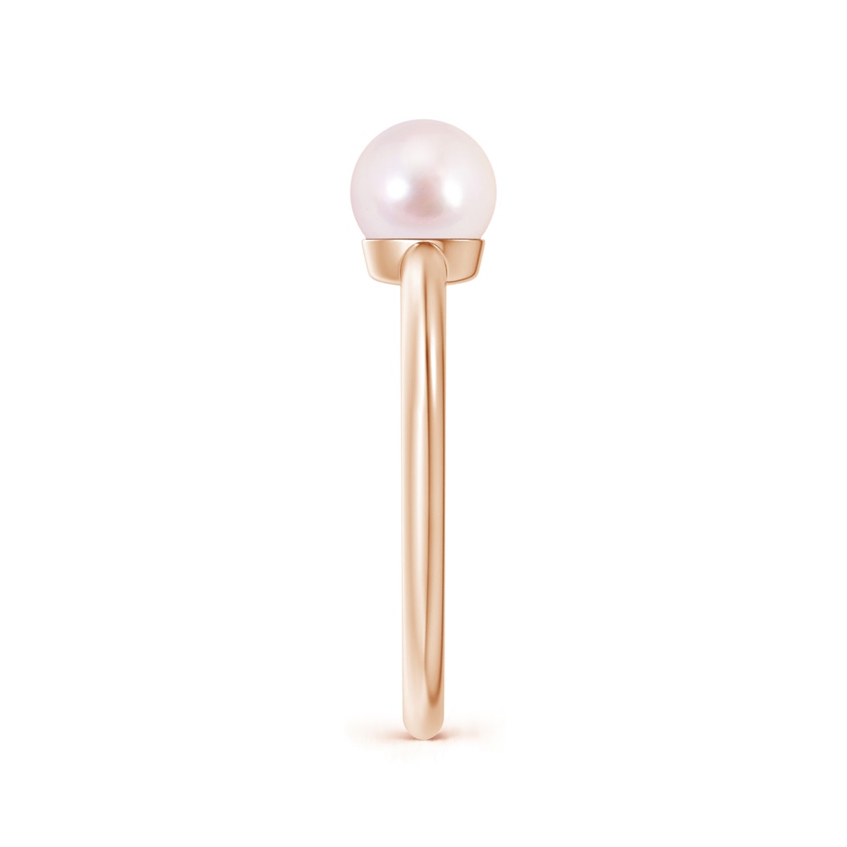 6mm AAAA Classic Japanese Akoya Pearl Solitaire Ring in Rose Gold side 2
