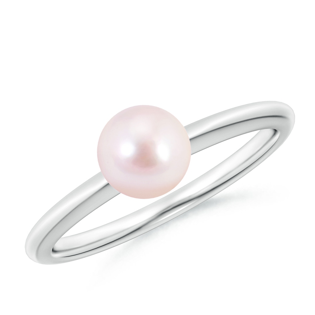 6mm AAAA Classic Japanese Akoya Pearl Solitaire Ring in S999 Silver