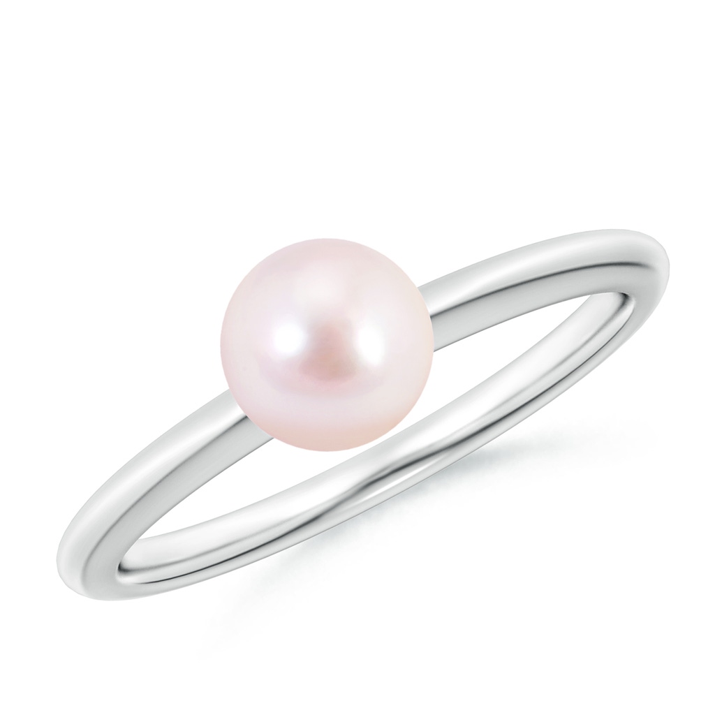 6mm AAAA Classic Japanese Akoya Pearl Solitaire Ring in White Gold