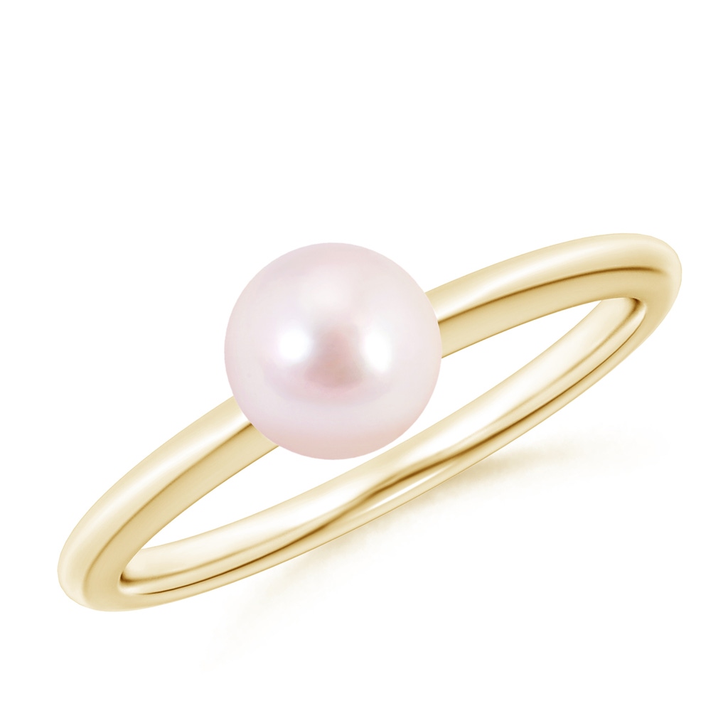 6mm AAAA Classic Japanese Akoya Pearl Solitaire Ring in Yellow Gold 