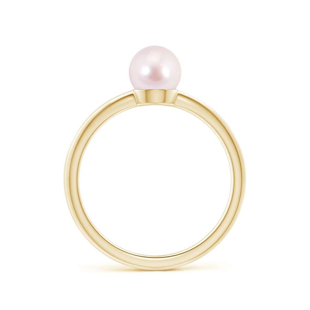 6mm AAAA Classic Japanese Akoya Pearl Solitaire Ring in Yellow Gold Side 1
