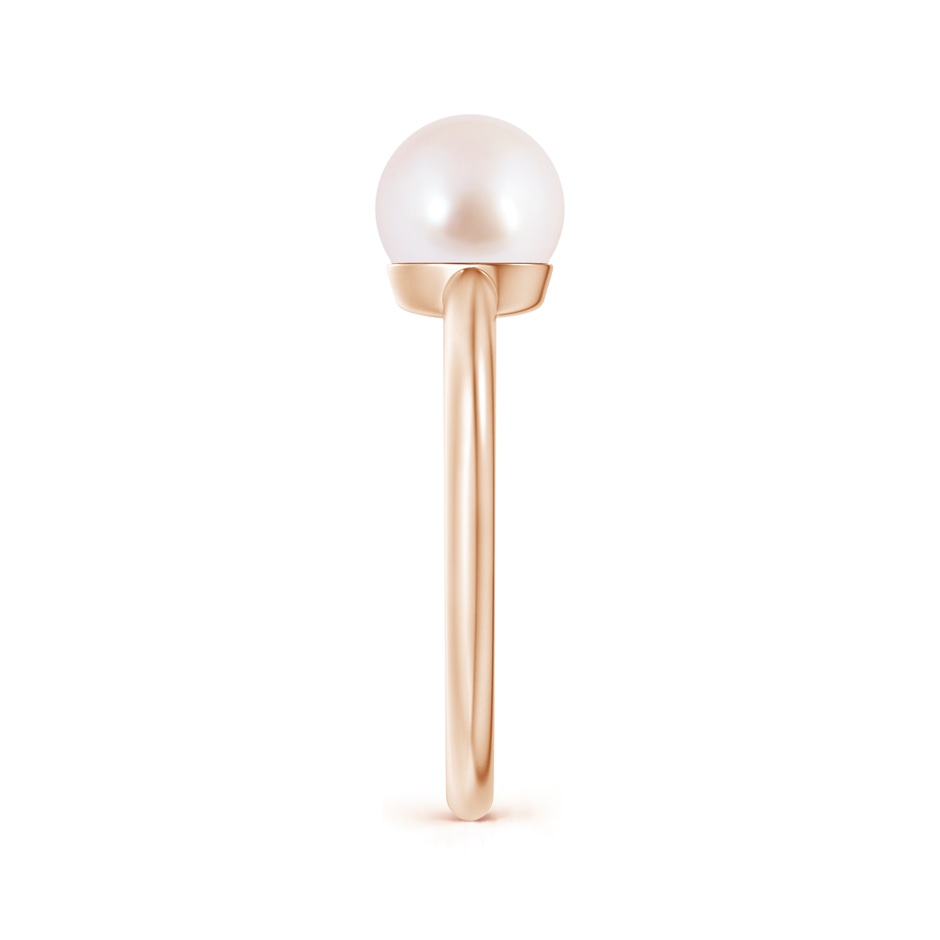 7mm AAA Classic Japanese Akoya Pearl Solitaire Ring in Rose Gold side 2