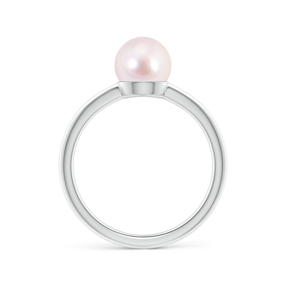7mm AAAA Classic Japanese Akoya Pearl Solitaire Ring in White Gold side 1