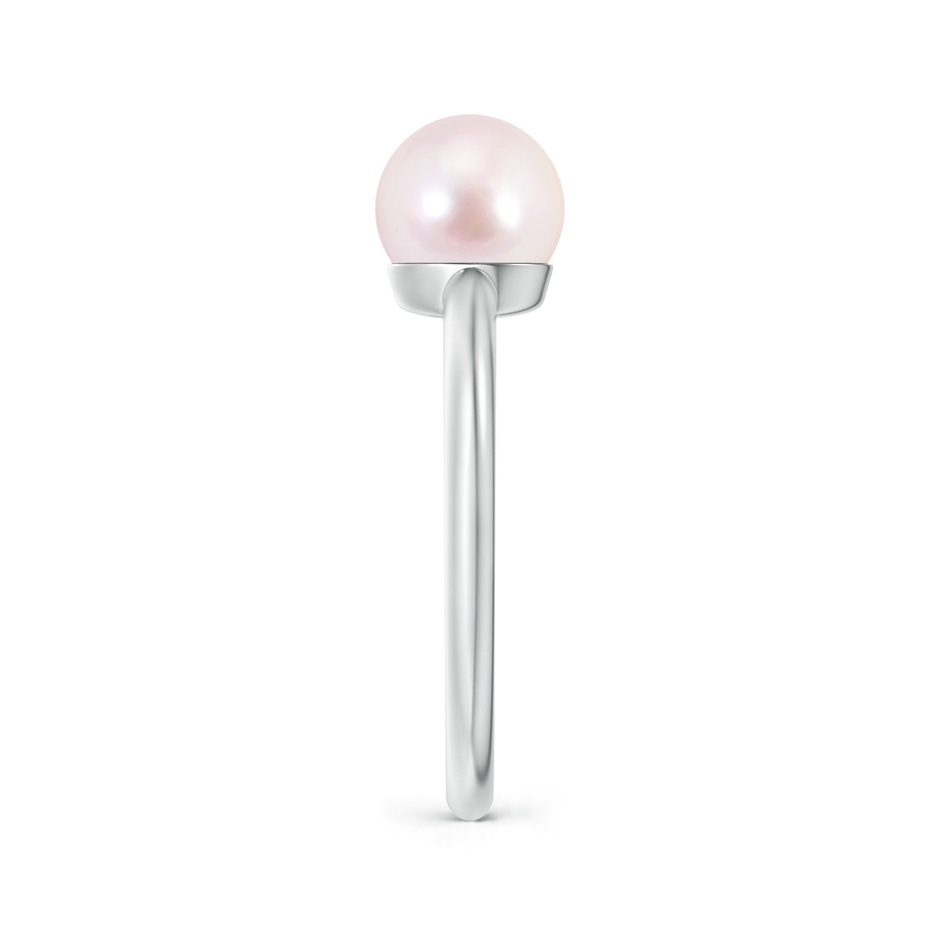 7mm AAAA Classic Japanese Akoya Pearl Solitaire Ring in White Gold side 2
