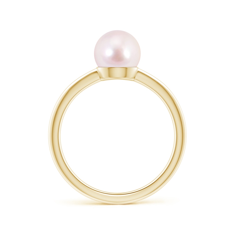 7mm AAAA Classic Japanese Akoya Pearl Solitaire Ring in Yellow Gold side 1