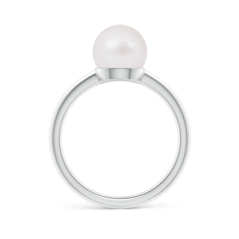 8mm A Classic Japanese Akoya Pearl Solitaire Ring in S999 Silver side 1