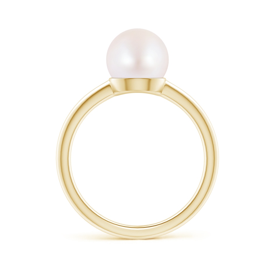 8mm AA Classic Japanese Akoya Pearl Solitaire Ring in Yellow Gold side 1