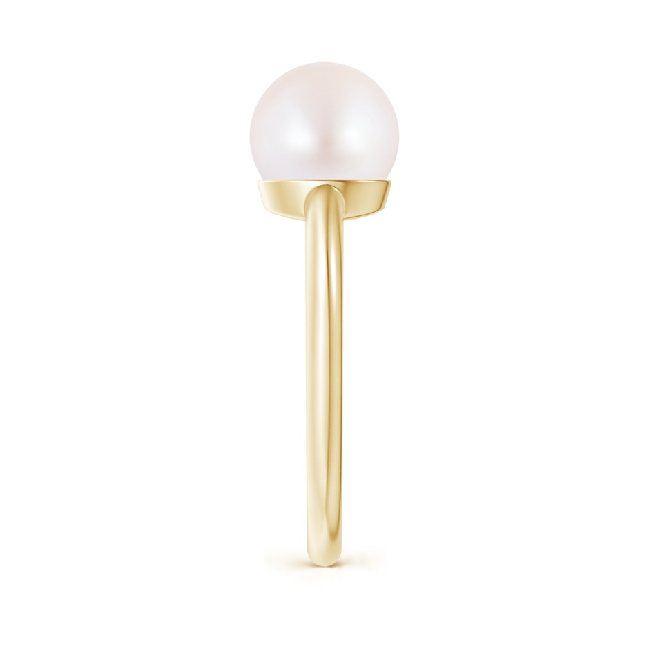 8mm AA Classic Japanese Akoya Pearl Solitaire Ring in Yellow Gold side 2