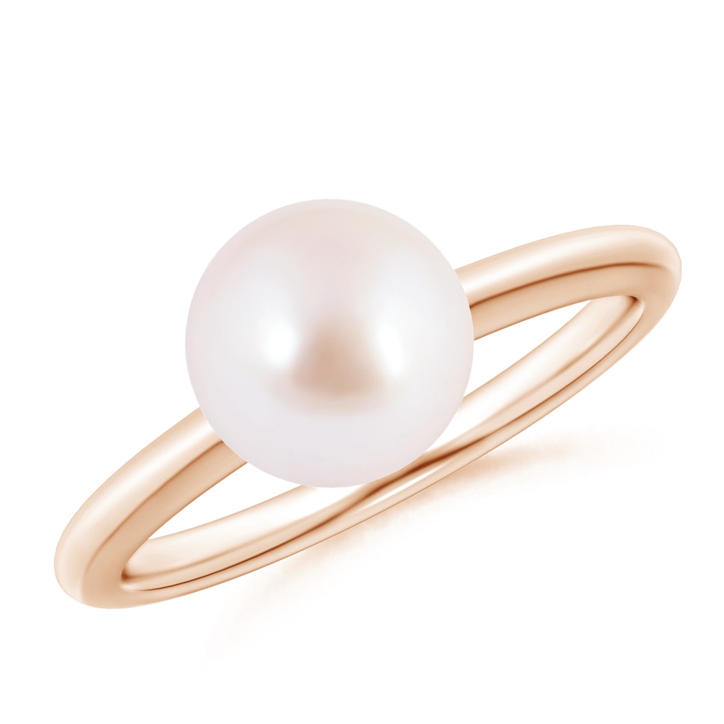 8mm AAA Classic Japanese Akoya Pearl Solitaire Ring in Rose Gold
