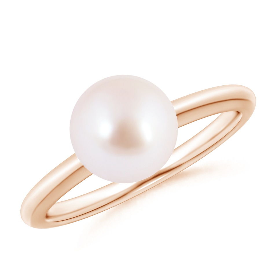 8mm AAA Classic Japanese Akoya Pearl Solitaire Ring in Rose Gold 