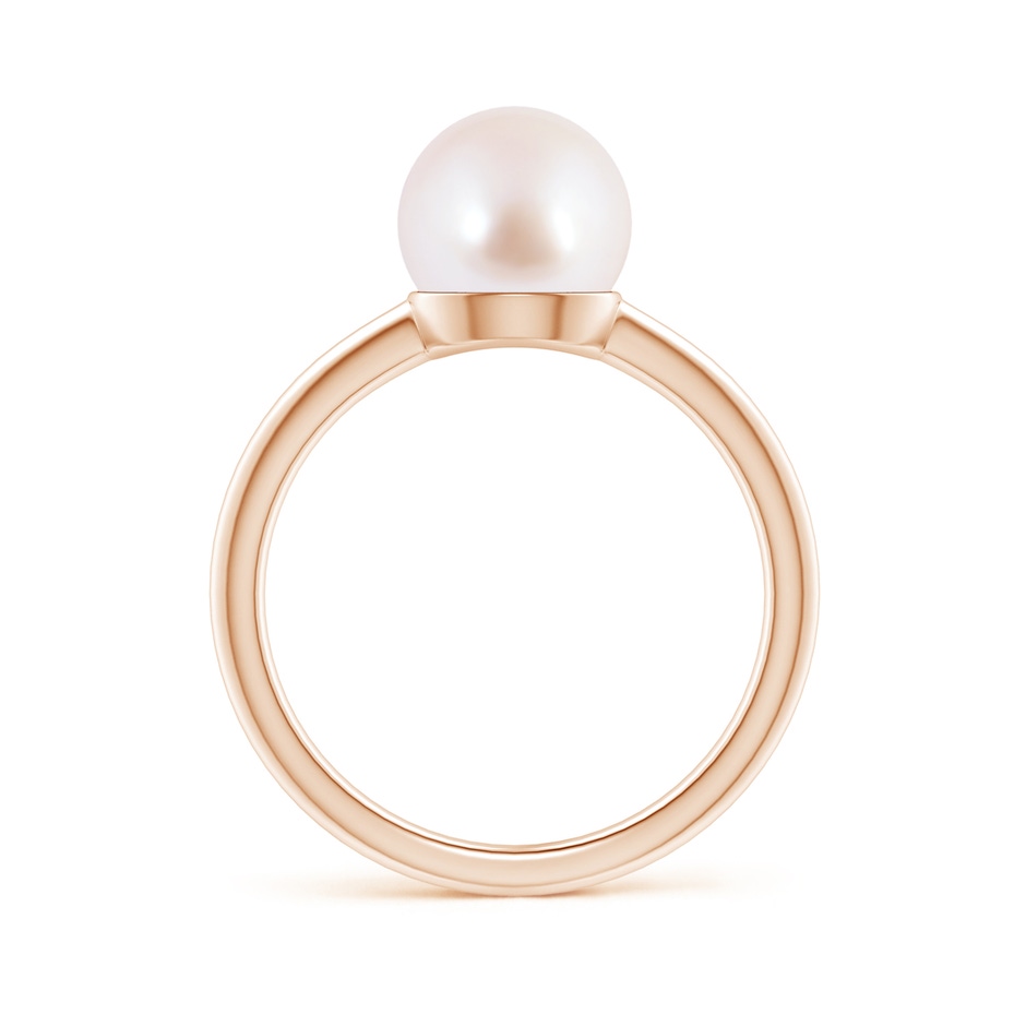 8mm AAA Classic Japanese Akoya Pearl Solitaire Ring in Rose Gold side 1