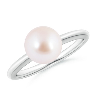 8mm AAA Classic Japanese Akoya Pearl Solitaire Ring in White Gold