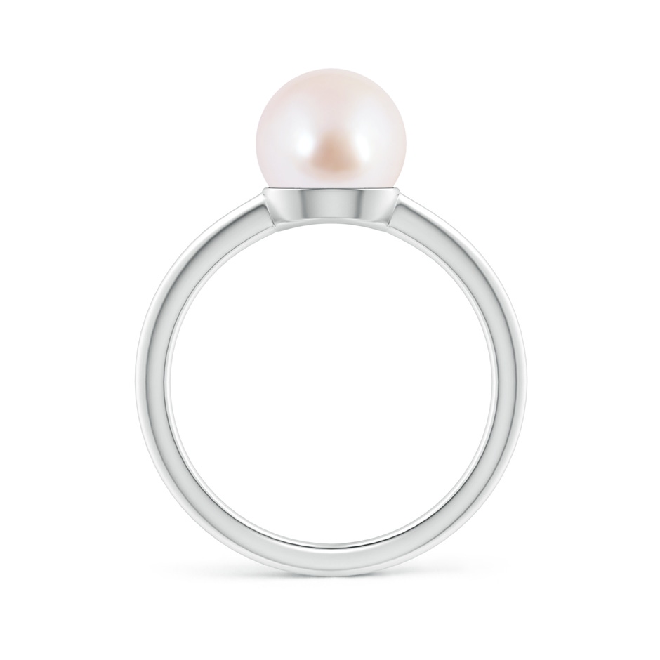 8mm AAA Classic Japanese Akoya Pearl Solitaire Ring in White Gold side 1