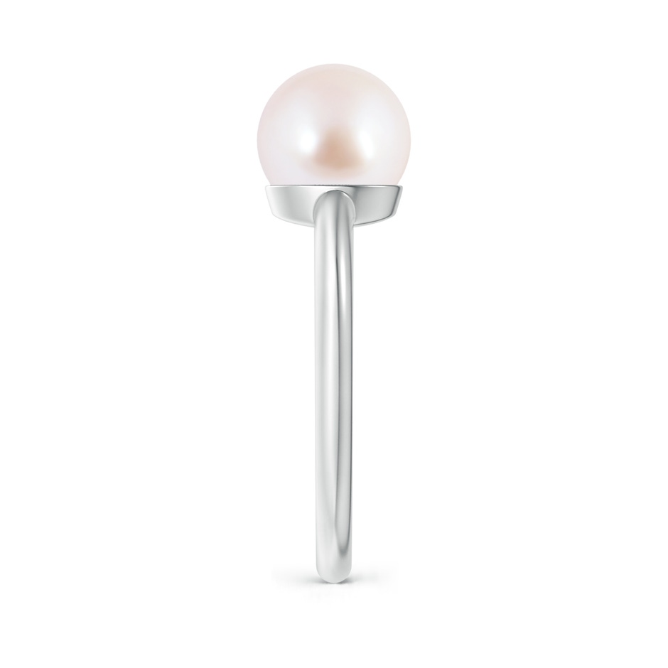 8mm AAA Classic Japanese Akoya Pearl Solitaire Ring in White Gold side 2