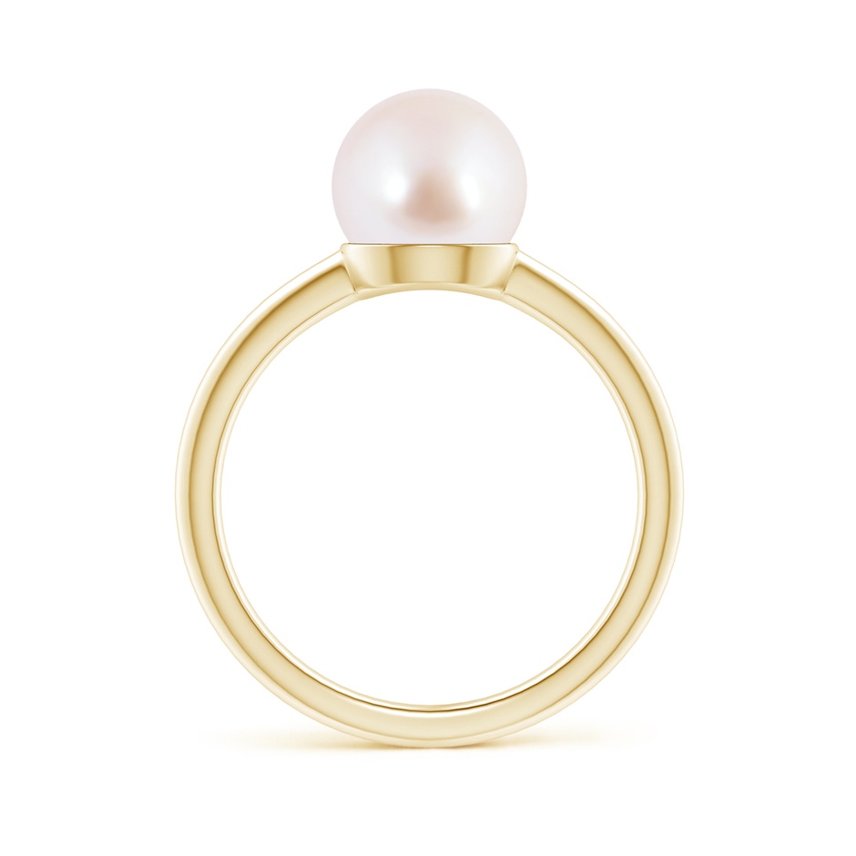 8mm AAA Classic Japanese Akoya Pearl Solitaire Ring in Yellow Gold side 1