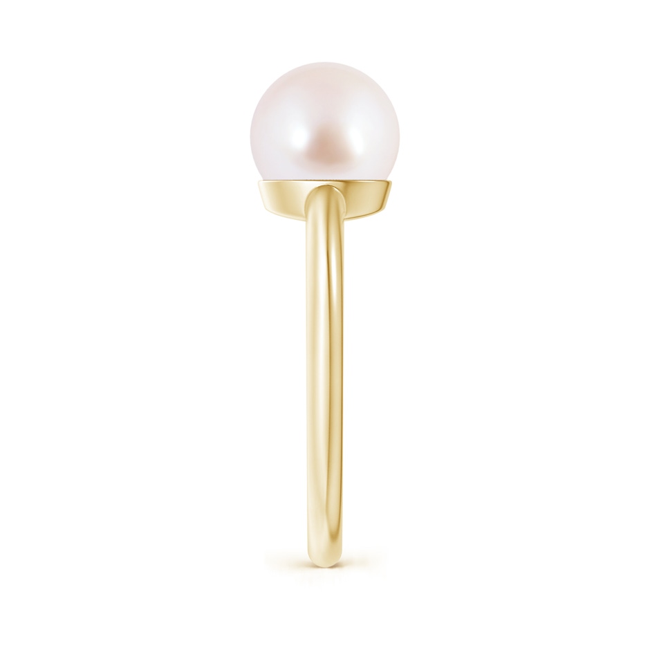 8mm AAA Classic Japanese Akoya Pearl Solitaire Ring in Yellow Gold side 2