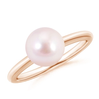 8mm AAAA Classic Japanese Akoya Pearl Solitaire Ring in Rose Gold