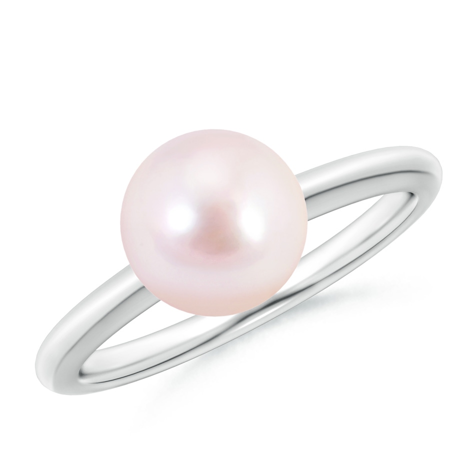 8mm AAAA Classic Japanese Akoya Pearl Solitaire Ring in White Gold 